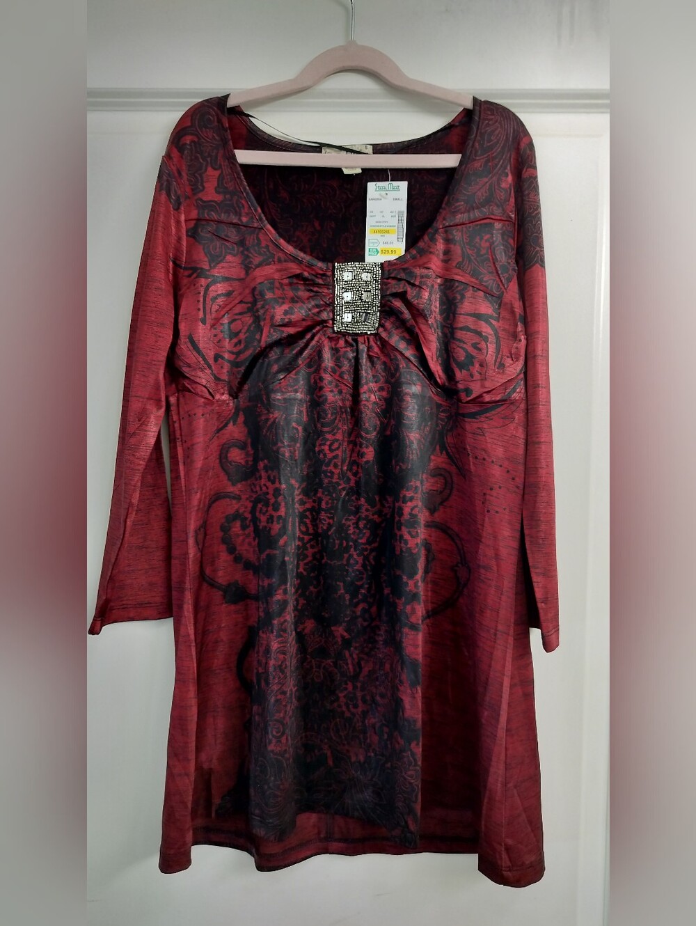 Live & Let Live Embellished Long Sleeve Tunic Style Blouse- Y2K Gothcore